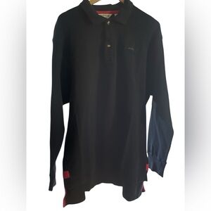 Orvis Men’s Size XL Navy and Red Cotton pullover logo collar Henley Rugby